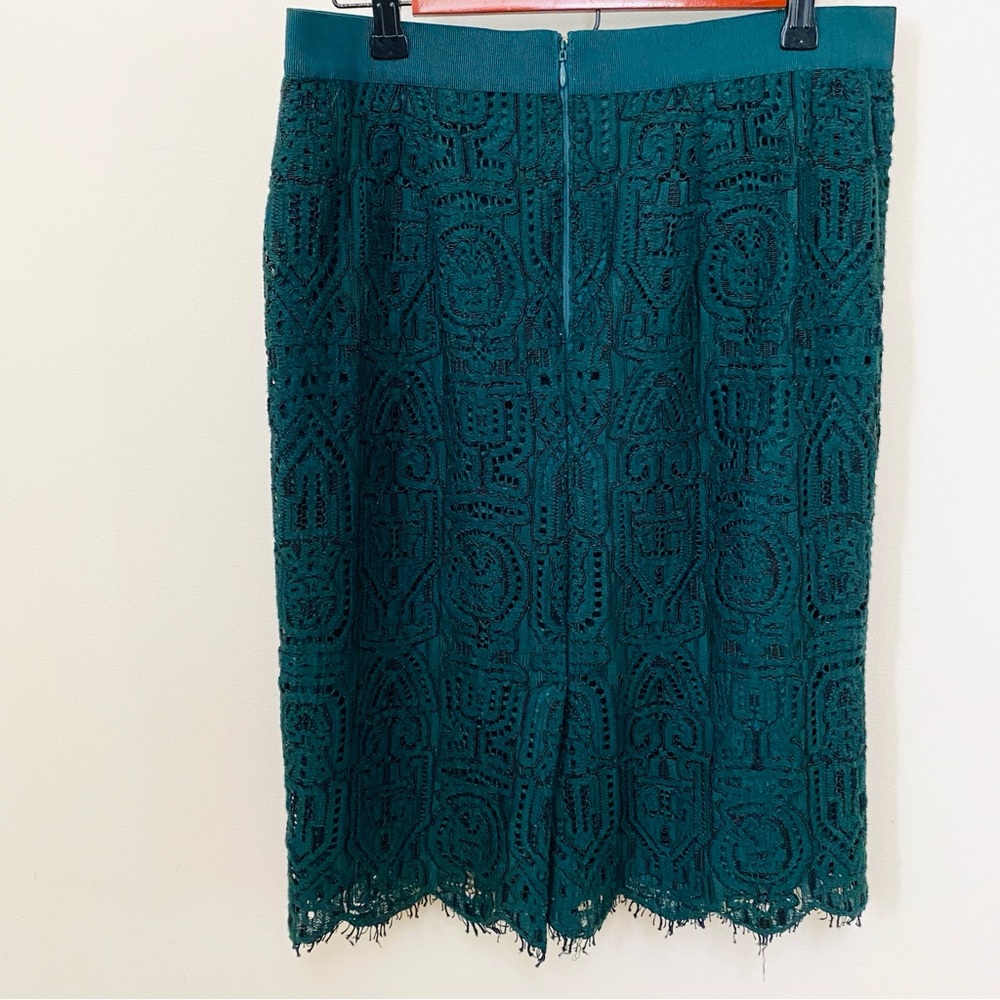 ANN TAYLOR SKIRT PENCIL 10P LACE FOREST DEEP GREEN Work Career Corporate Chic - Picture 7 of 13